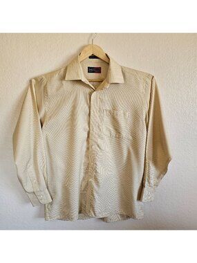 Peter England Button-Up Shirt Premium Long Sleeve Size 44 EURO Cotton Blend
